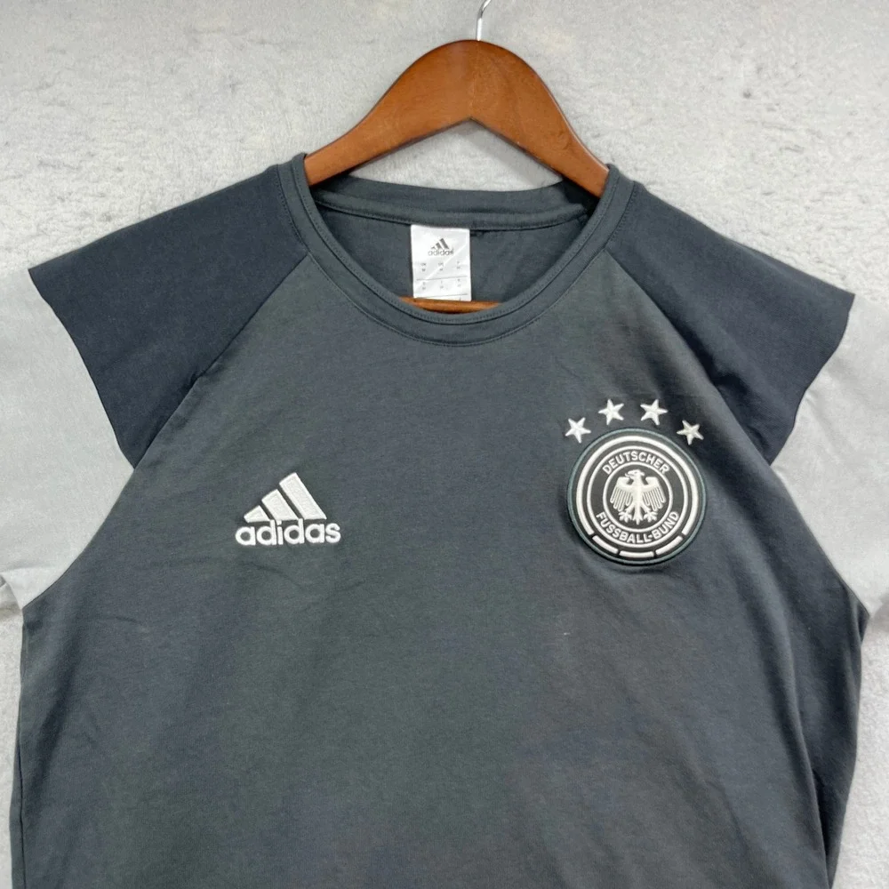 Adidas Germany DFB Soccer T-Shirt Mens Medium Grey Crew Neck Athleisure Football